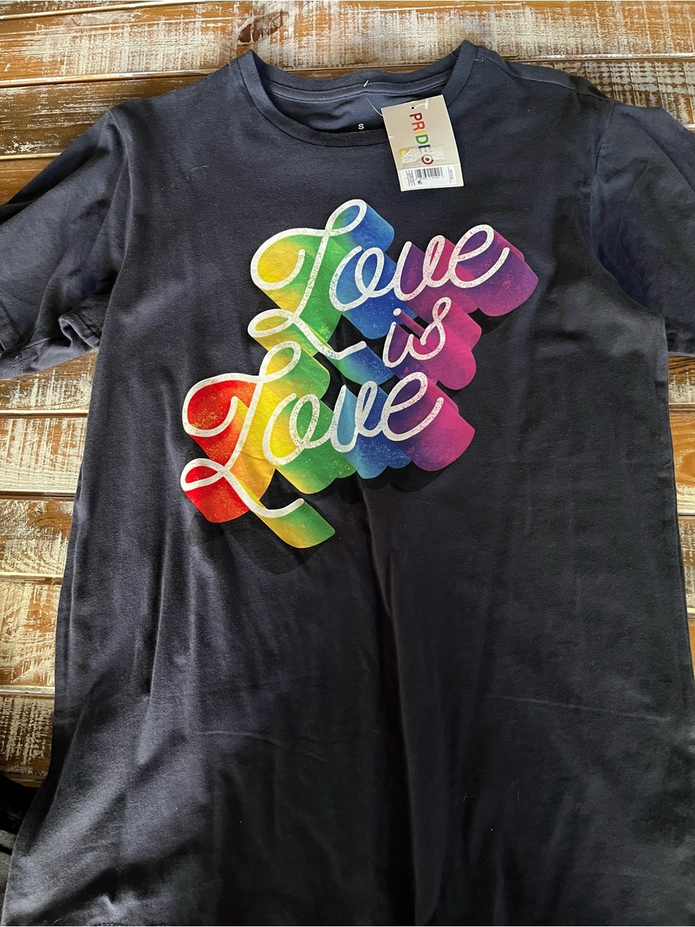 Target Short Sleeve Tee with Rainbow "Love is Love" Script
